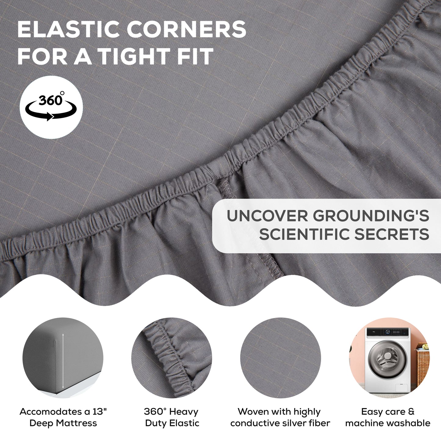 Grounding Sheets (King/Queen/Full/Twin, Grey) - 400 Thread Count